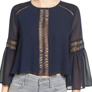 Tularosa Jaylan Sheer Blouse Navy Blue XS